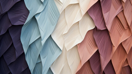 Aerial view of textured paper sheets arranged in a pattern