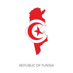 Fototapeta na wymiar Tunisia map and flag. Detailed silhouette vector illustration 