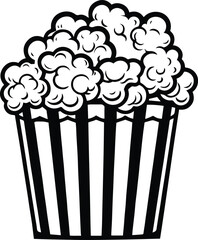 Popcorn Bucket Logo Monochrome Design Style - obrazy, fototapety, plakaty