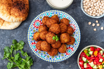 Vegetarian dish - falafel balls from spiced chickpeas	