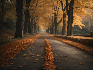 A road with autumn leaves