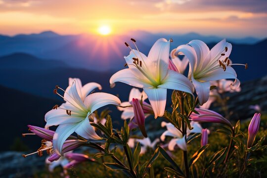 flower wallpaper | flower background | flower in the hill |  sunrise view | lily flower | daisy flower | edelweis