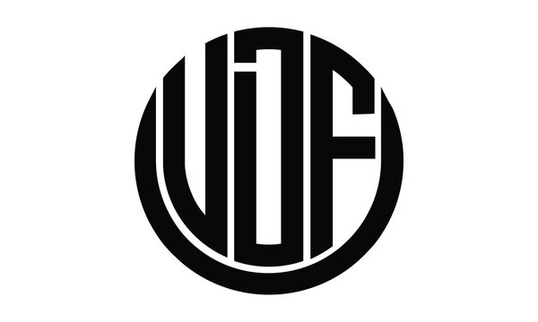 UDF shield in circle logo design vector template. lettermrk, wordmark, monogram symbol on white background.