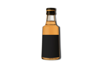 A full bottle of whiskey  with glass mockup isolated on a white background.3d rendering.