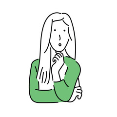 考えるポーズの女性のビジネスパーソンのイラスト素材