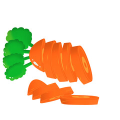 Orange carrot drawing Whole head Carrot cut into slices