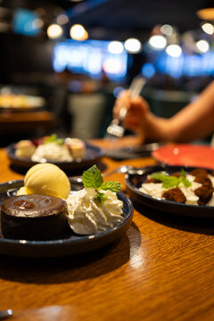 brownie with cream and toffins for dessert