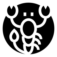 星座、蠍座を表す塗りつぶしスタイルのアイコン