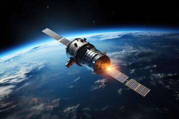 Satellite in space in the orbit of the planet Earth, the study of atmospheric changes