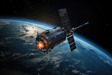 Obraz na płótnie Canvas Satellite in space in the orbit of the planet Earth, the study of atmospheric changes