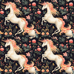 Fantasy unicorn seamless background pattern
