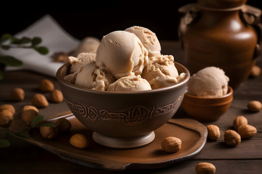 sweet, creamy hazelnut ice cream, winter season