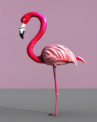Fototapeta premium Festive isolated pink flamingo