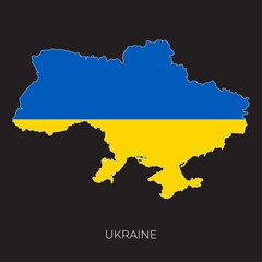 Obraz premium Ukraine map and flag. Detailed silhouette vector illustration 