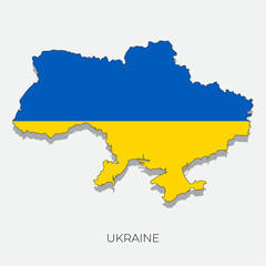 Ukraine map and flag. Detailed silhouette vector illustration
