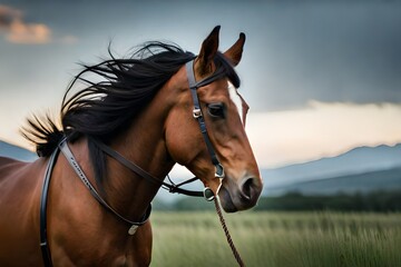 Obraz premium portrait of a horse Generated Ai