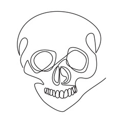 Single line human skull vector art design