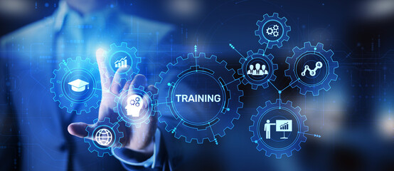 Training Online Education Webinar Personal Development Motivation E-learning Business concept on virtual screen.