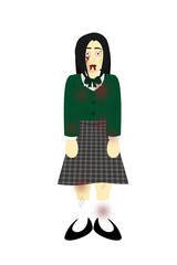 Cartoon Illustration Character - Female Student Zombie