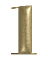 3d number 1 with realistic golden texture. Metal, inflate, luxury number one serif font, isolated on transparent background.