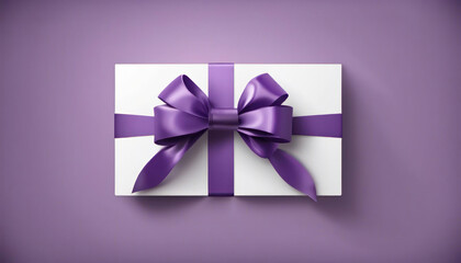Gift or gift card with purple bow and ribbons