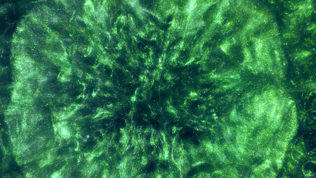 Abstract fluid and pulsating effect on particles. Flowing forces on water or blue liquids. motion background for event, concert, title, presentation, music, VJ. 4K