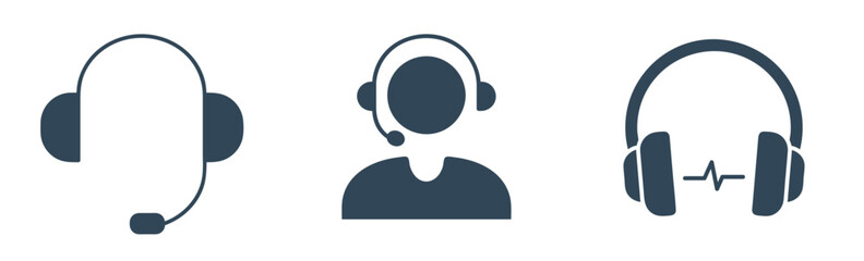 headphones and microphone icon.  call center agent with headphone vector illustration.
