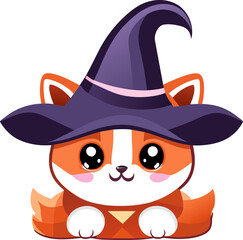 cat a pumpkin. and Halloween hat