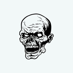 Zombie skull head illustration