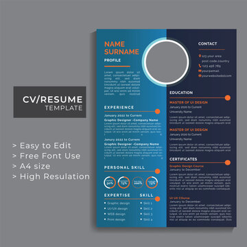 stylish cv resume template.Modern resume template and modern design template for infographics