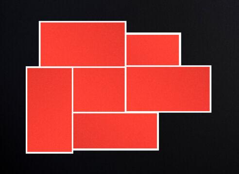 Creativered red template for text on the black background. Collage. Copy space.