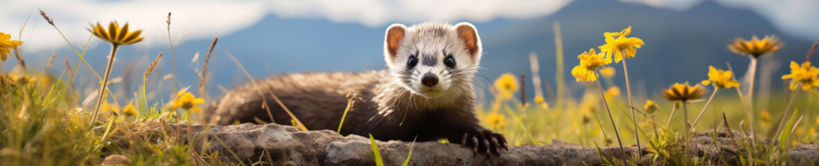 A Banner Photo of a Ferret in Nature
