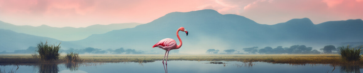 A Banner Photo of a Flamingo in Nature