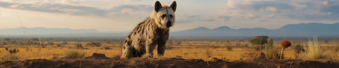 Muurstickers A Banner Photo of a Hyena in Nature © Nathan Hutchcraft