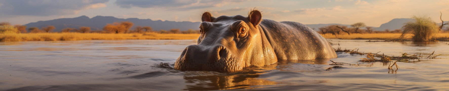 A Banner Photo of a Hippo in Nature