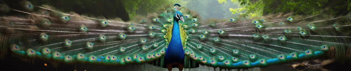 Deurstickers A Banner Photo of a Peacock in Nature © Nathan Hutchcraft