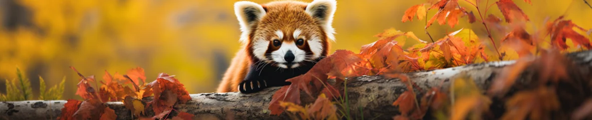 Foto op Plexiglas A Banner Photo of a Red Panda in Nature © Nathan Hutchcraft