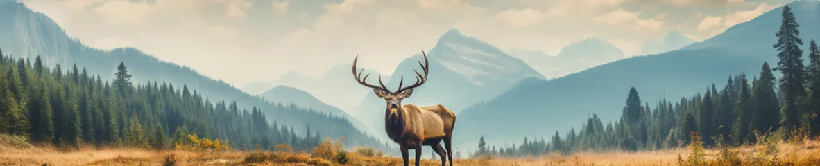 Deurstickers Toilet A Banner Photo of an Elk in Nature