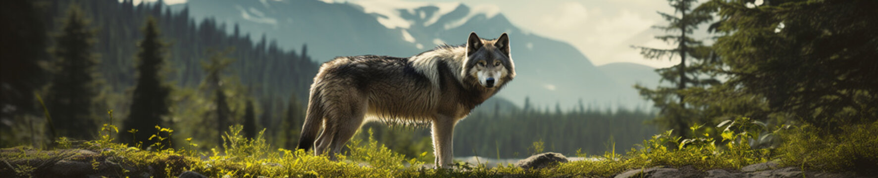 A Banner Photo of a Wolf in Nature