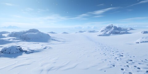 Footprints in the snow, panning, science fiction, 2K, high detail