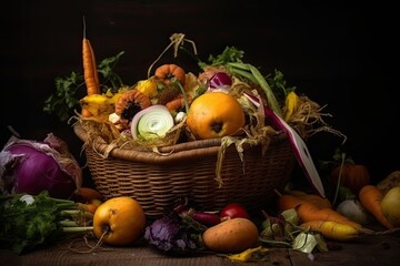 Unused, rotten veggies are disposed of in the trash. Food waste and food loss getting rid of food waste at home