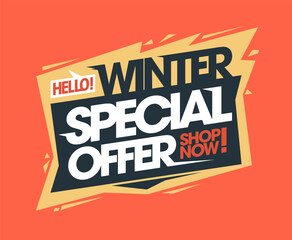 Winter special offer, sale web banner template