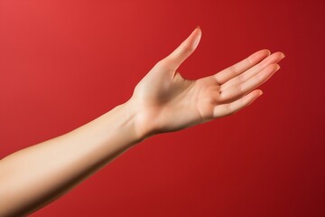 Elegant Woman's Open Palm Gesture. Generative Ai