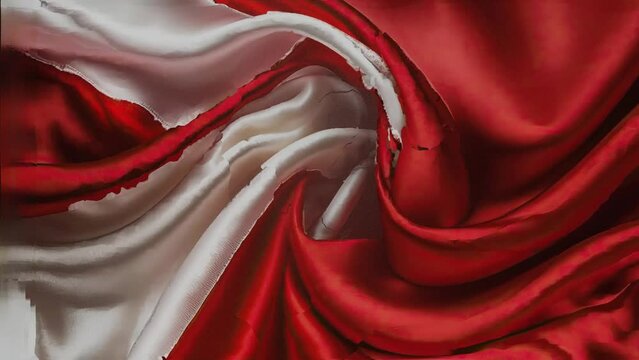 Up to 4K resolution, Crumpled red and white fabric, Generative AI with blender