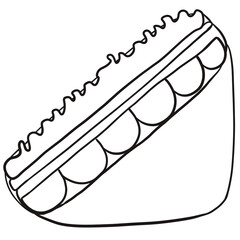 Hand Drawn hamburger , french fried, sandwich, corn dog, chicken fried, snacks in doodle style. 
