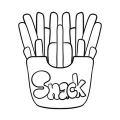 Hand Drawn hamburger , french fried, sandwich, corn dog, chicken fried, snacks in doodle style. 