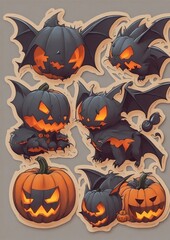 Whimsical Vector Illustration with Pumpkin Pets and Playful Night Vibes
