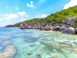 Cercles muraux Anse Source D'Agent, île de La Digue, Seychelles Anse Source d'Argent beach in La Digue