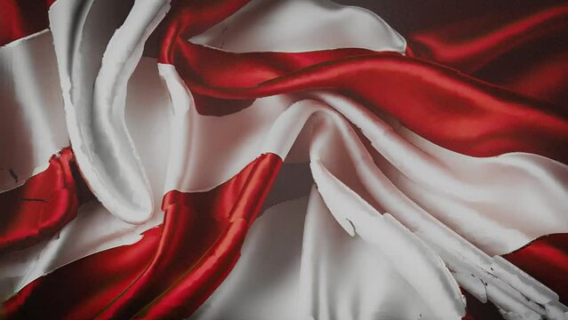 Up to 4K resolution, Crumpled red and white fabric, Generative AI with blender