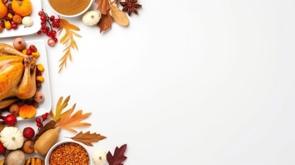 Fototapeta premium A white table topped with a turkey and other thanksgiving foods
